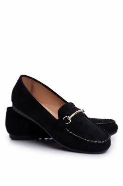 Mokasyny Damskie Zamszowe Czarne Dive