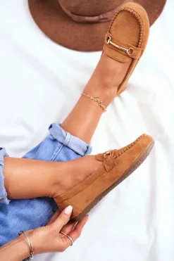 Mokasyny Damskie Zamszowe Camel Dive