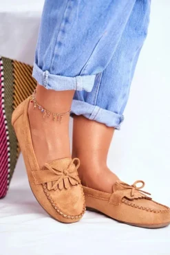 Mokasyny Damskie Zamszowe Camel Velucci