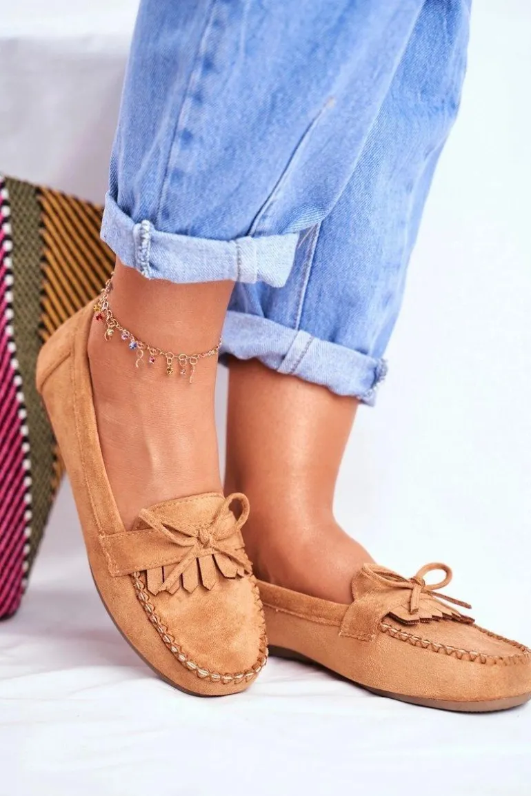 Mokasyny Damskie Zamszowe Camel Velucci