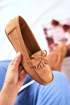 Mokasyny Damskie Zamszowe Camel Velucci