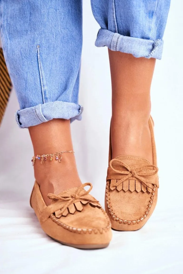 Mokasyny Damskie Zamszowe Camel Velucci