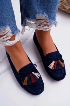 Mokasyny Damskie Zamszowe Granatowe S.Barski A199 Mohabe