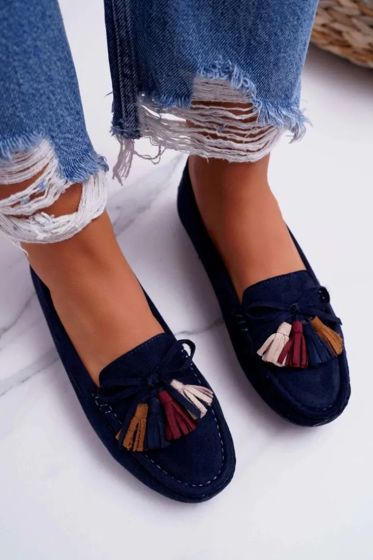 Mokasyny Damskie Zamszowe Granatowe S.Barski A199 Mohabe