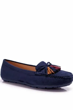 Mokasyny Damskie Zamszowe Granatowe S.Barski A199 Mohabe