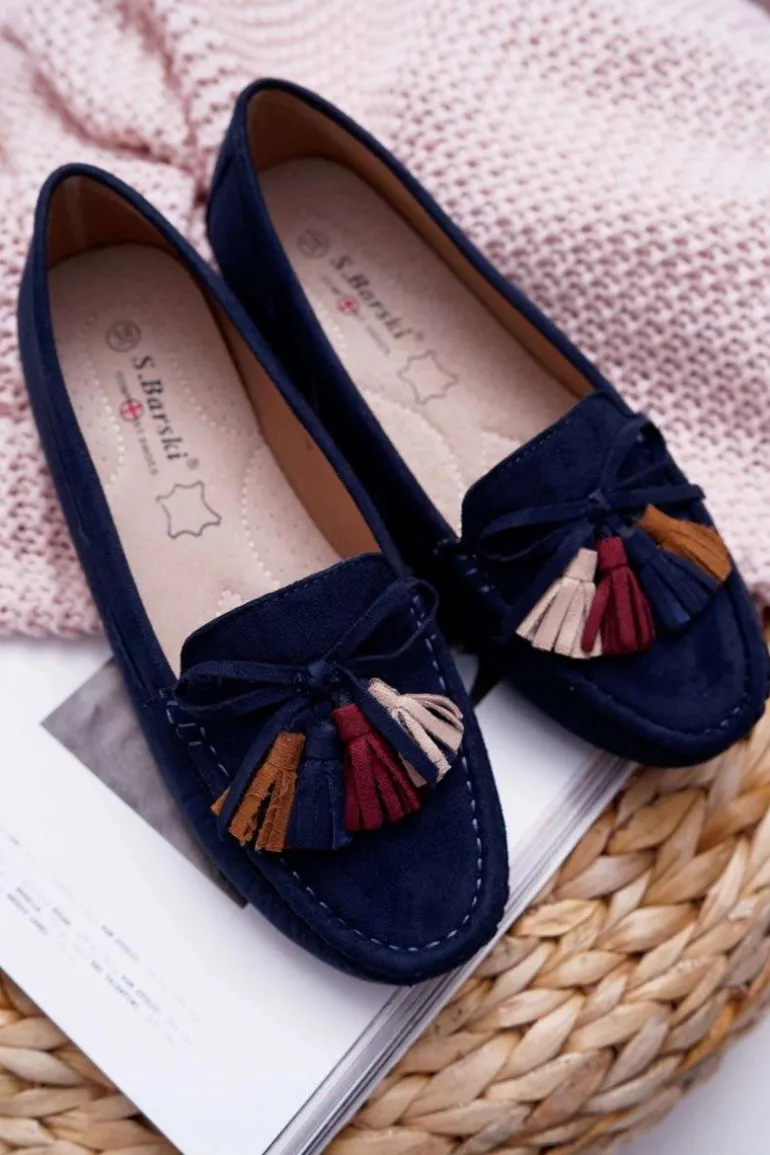 Mokasyny Damskie Zamszowe Granatowe S.Barski A199 Mohabe