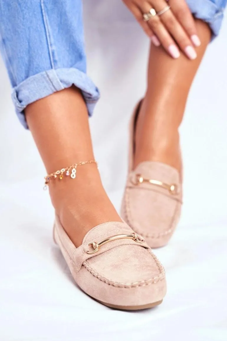 Mokasyny Damskie Zamszowe Beżowe Dive