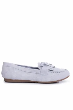 Mokasyny Damskie Zamszowe Błękitne Velucci