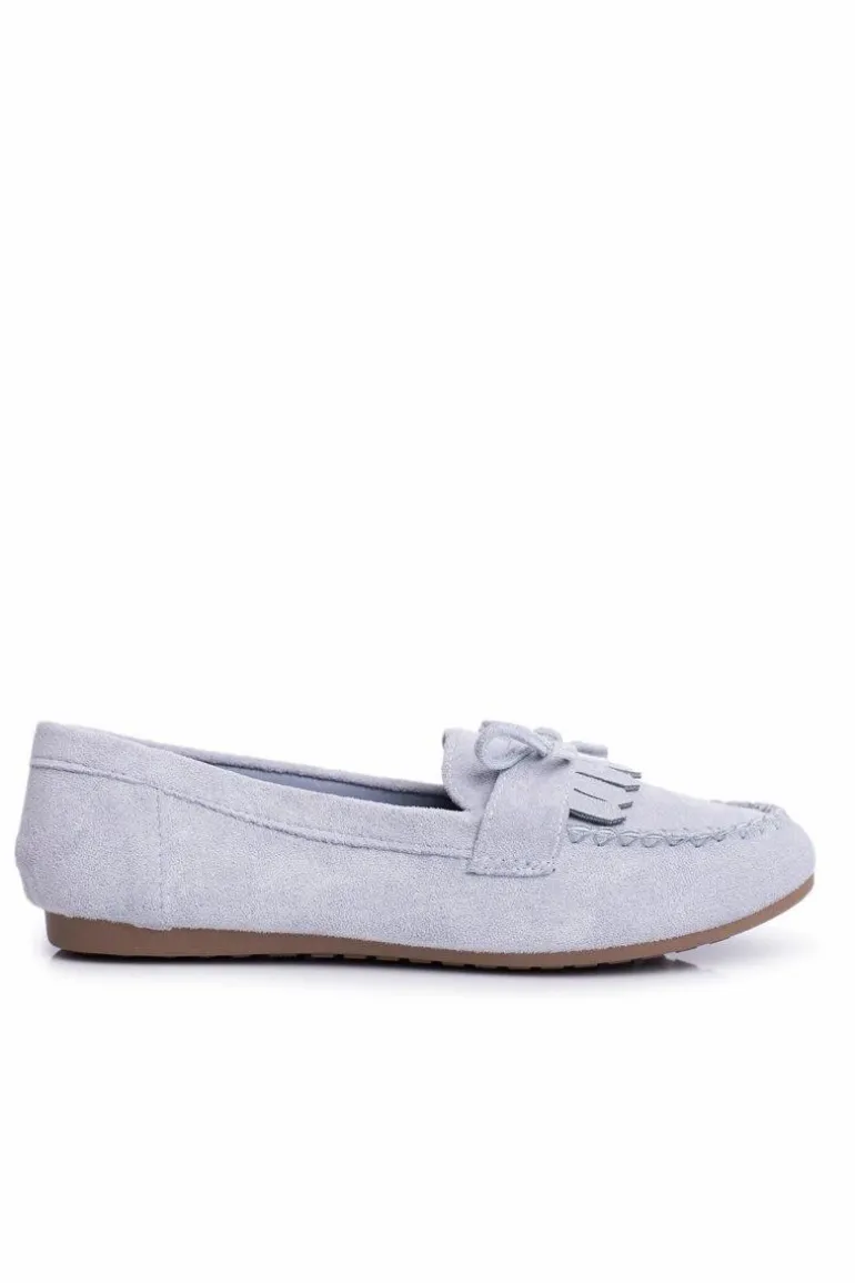 Mokasyny Damskie Zamszowe Błękitne Velucci