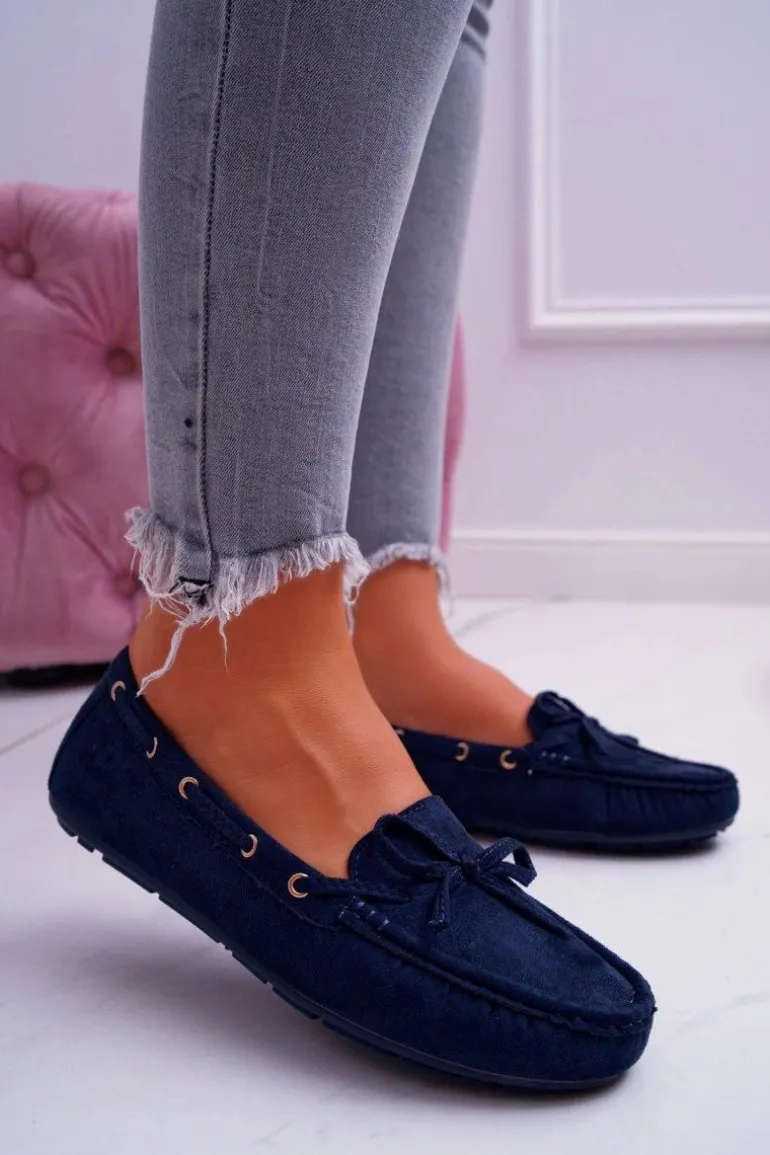 Mokasyny Damskie Zamszowe Granatowe S.Barski Gustoben