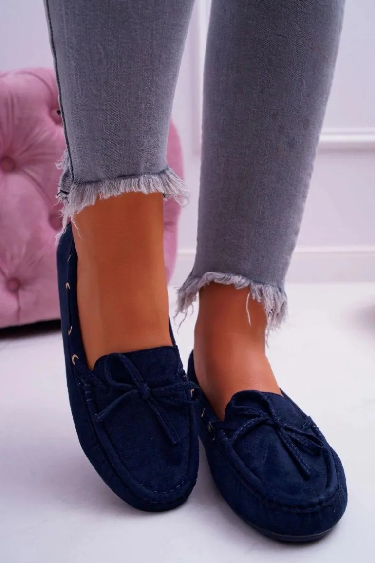 Mokasyny Damskie Zamszowe Granatowe S.Barski Gustoben