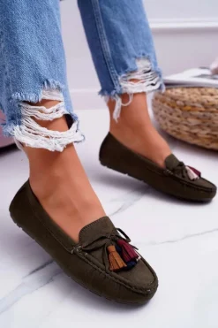 Mokasyny Damskie Zamszowe Khaki S.Barski A199 Mohabe