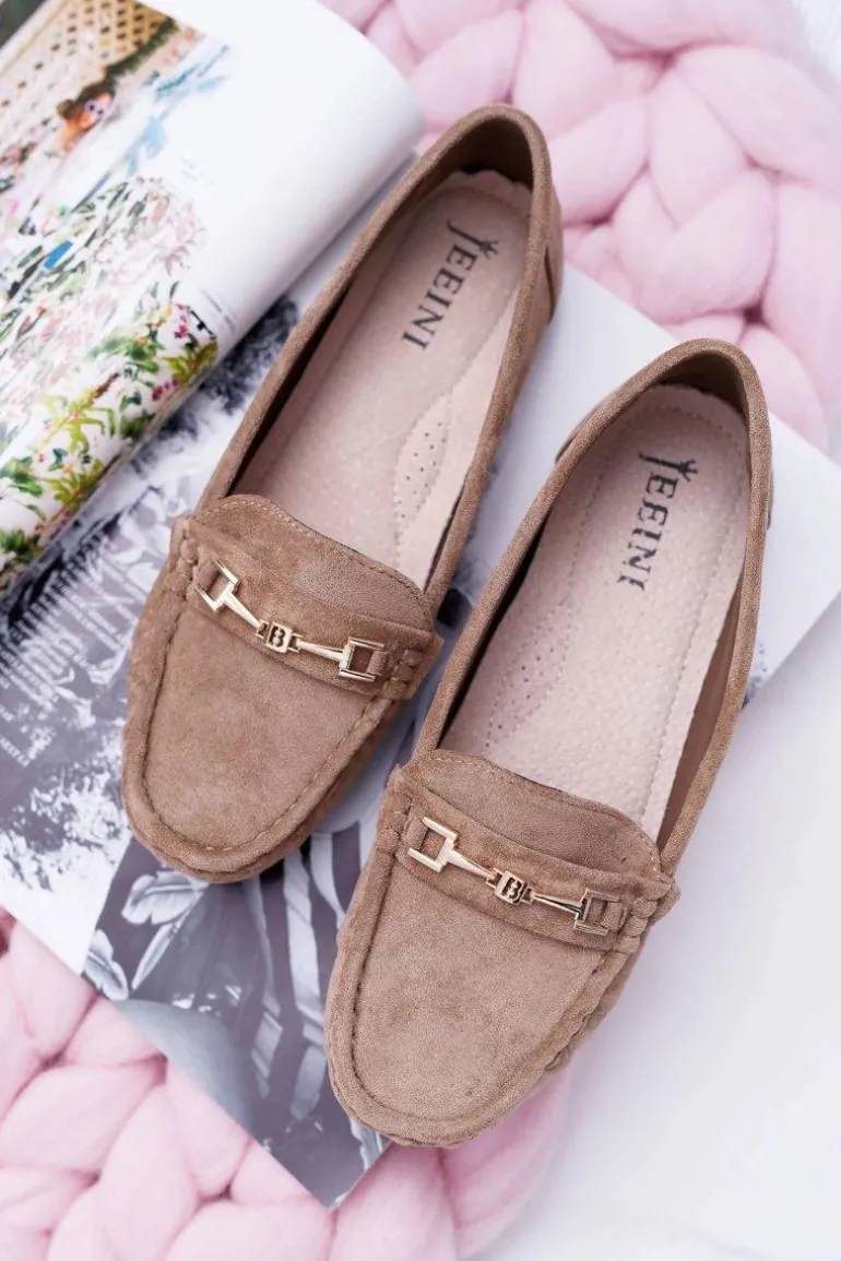 Mokasyny Damskie Zamszowe Comfort Beżowe Anzio