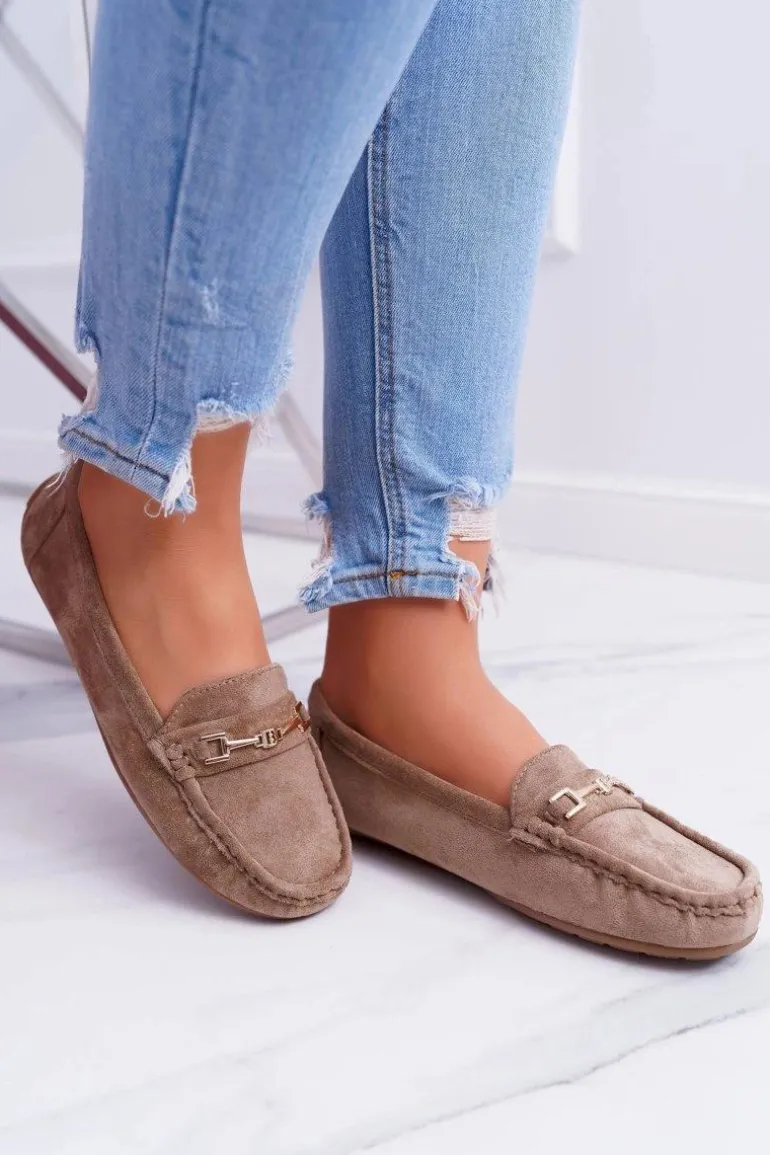 Mokasyny Damskie Zamszowe Comfort Beżowe Anzio