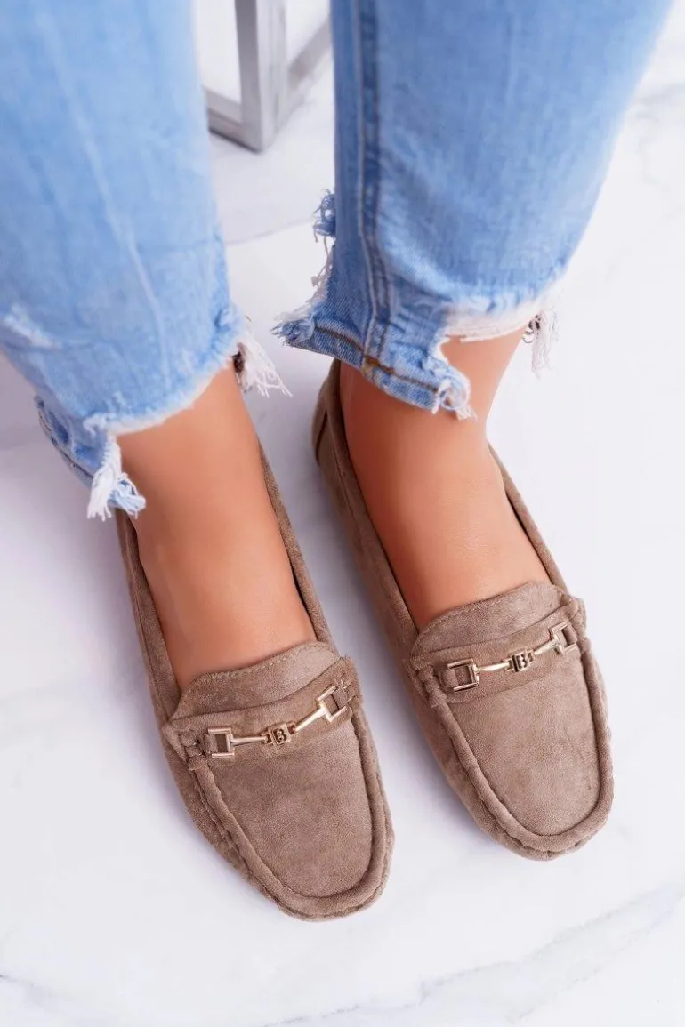 Mokasyny Damskie Zamszowe Comfort Beżowe Anzio