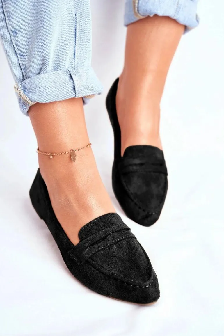 Mokasyny Damskie Zamszowe CH-1M6 Czarne Laveria