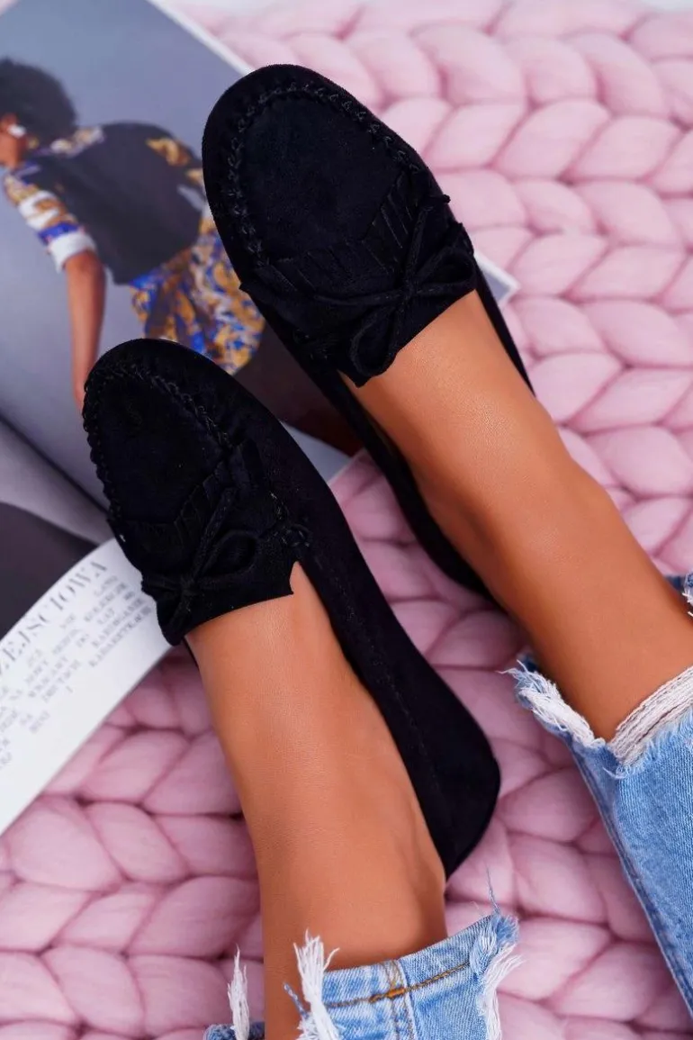 Mokasyny Damskie Zamszowe Czarne Espanto