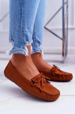 Mokasyny Damskie Zamszowe Camel Espanto