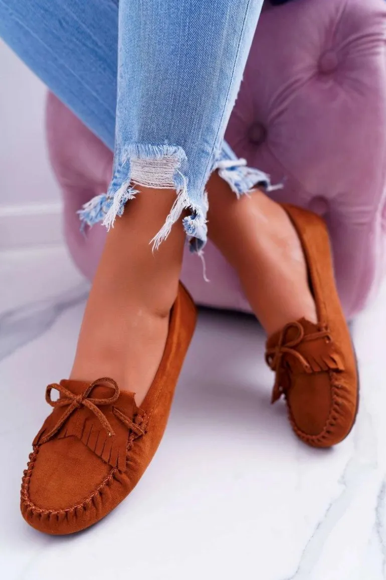 Mokasyny Damskie Zamszowe Camel Espanto