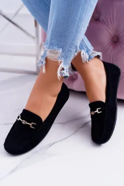 Mokasyny Damskie Zamszowe Comfort Czarne Anzio