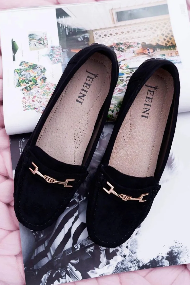 Mokasyny Damskie Zamszowe Comfort Czarne Anzio