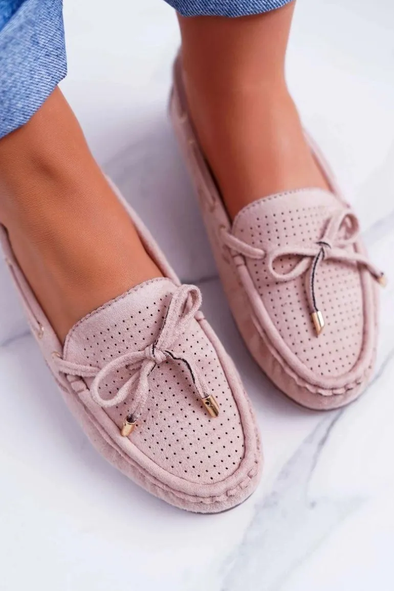 Mokasyny Damskie Zamszowe Beżowe Grella