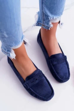 Mokasyny Damskie Zamszowe Granatowe Merlonte