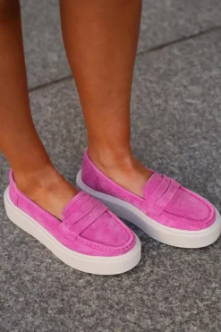 Mokasyny Damskie Zamszowe Na Platformie Vinceza 79535 Fuksja