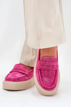 Mokasyny Damskie Zamszowe Na Platformie Vinceza 79535 Fuksja