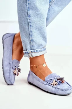 Mokasyny Damskie Zamszowe Modne Niebieskie Donna Mia