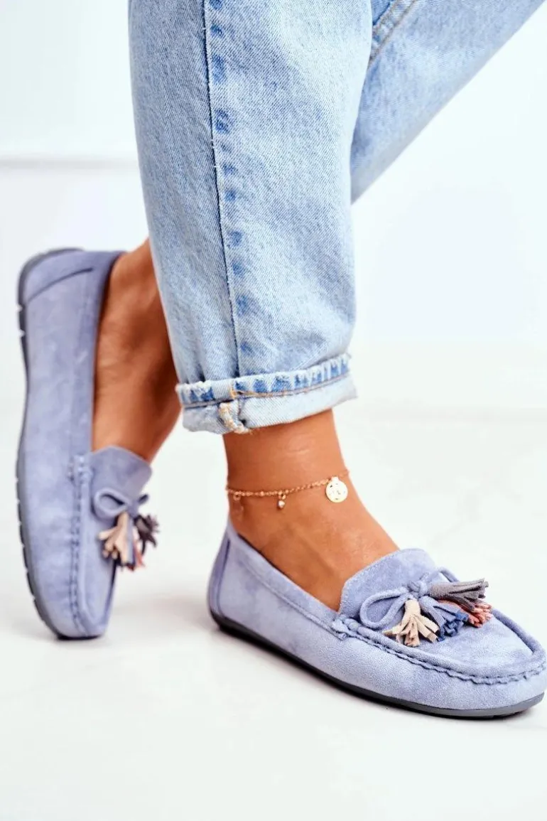 Mokasyny Damskie Zamszowe Modne Niebieskie Donna Mia