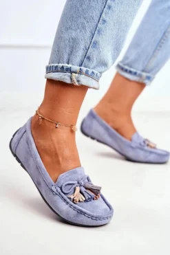 Mokasyny Damskie Zamszowe Modne Niebieskie Donna Mia