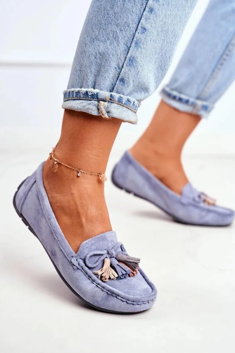 Mokasyny Damskie Zamszowe Modne Niebieskie Donna Mia