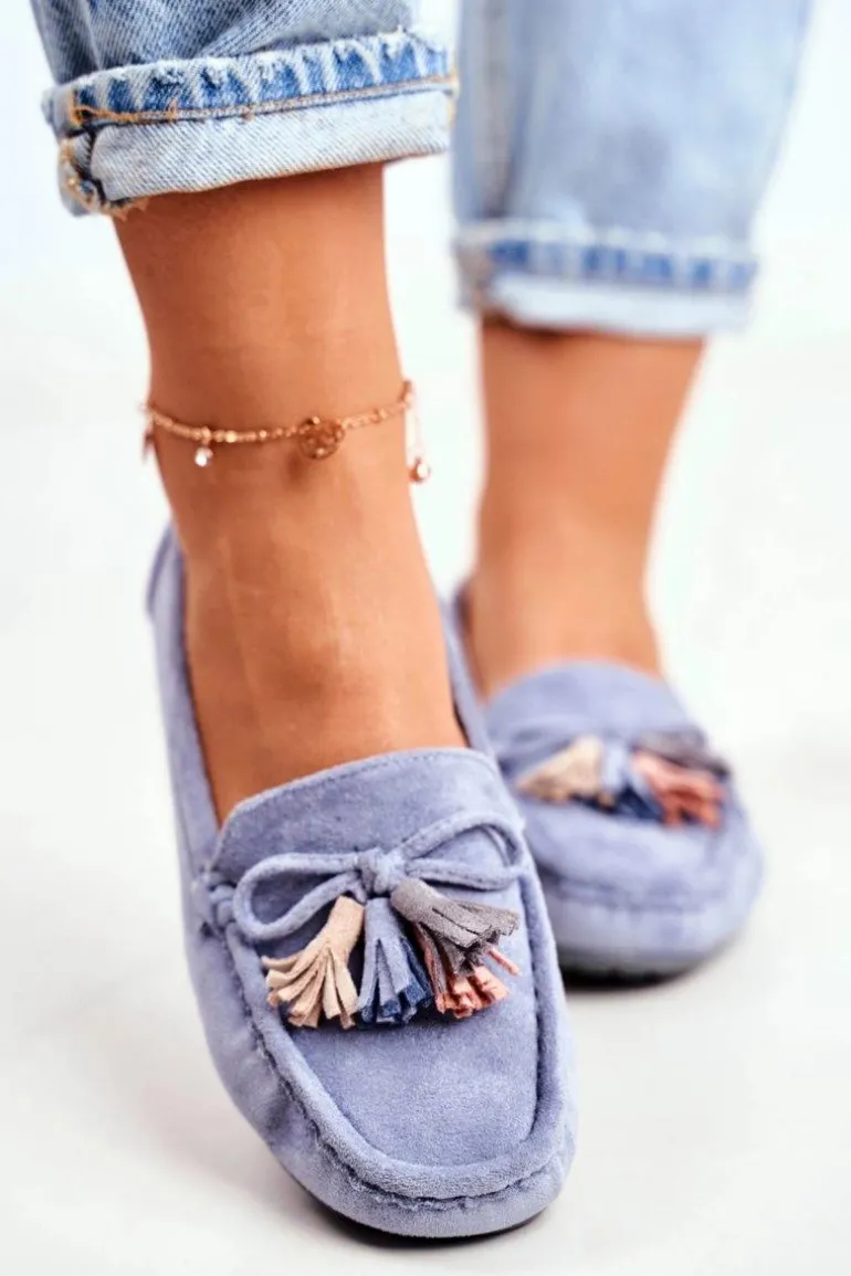 Mokasyny Damskie Zamszowe Modne Niebieskie Donna Mia