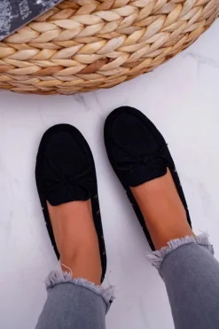 Mokasyny Damskie Zamszowe Czarne S.Barski Gustoben