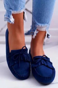 Mokasyny Damskie Zamszowe Granatowe Espanto