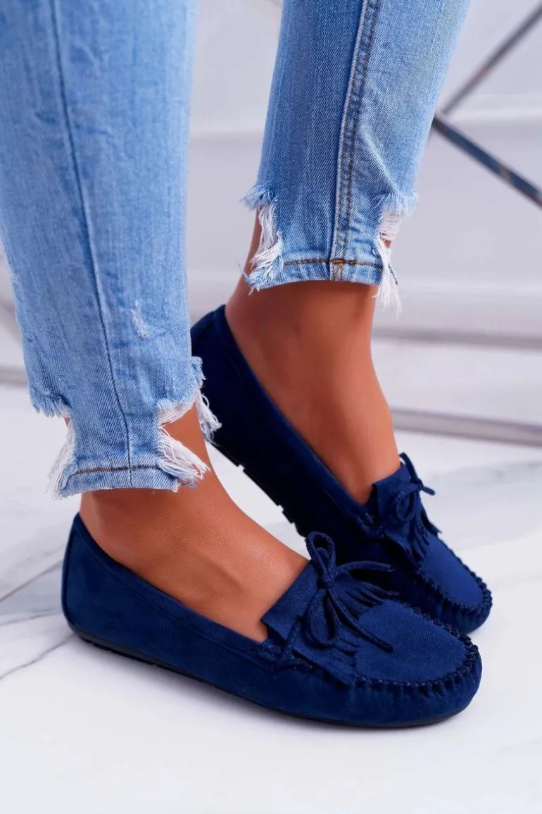 Mokasyny Damskie Zamszowe Granatowe Espanto