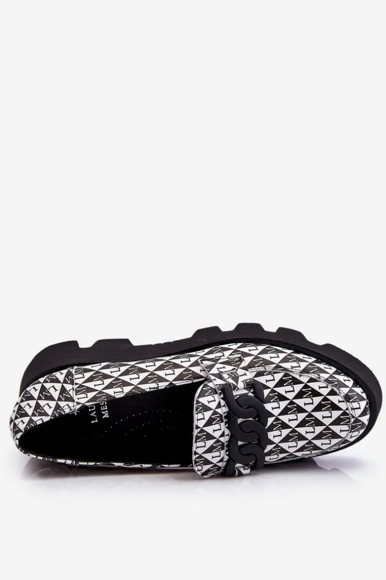 Mokasyny Na Masywnej Platformie Laura Messi 2601 Czarno-Białe