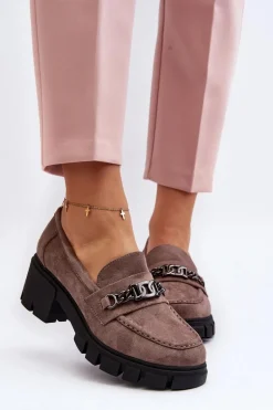 Mokasyny Na Masywnym Obcasie Beżowe Eriella