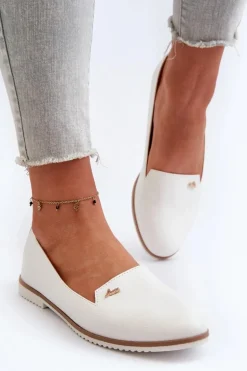 Mokasyny Na Płaskim Obcasie Damskie Białe Enzla