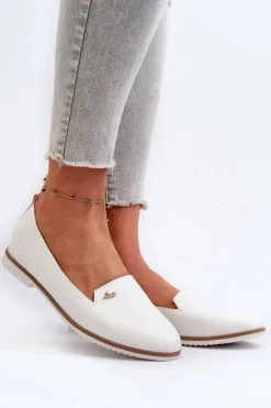 Mokasyny Na Płaskim Obcasie Damskie Białe Enzla