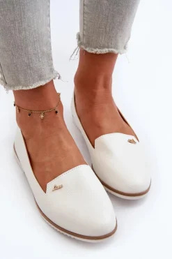 Mokasyny Na Płaskim Obcasie Damskie Białe Enzla