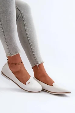 Mokasyny Na Płaskim Obcasie Damskie Białe Enzla