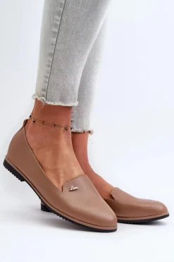 Mokasyny Na Płaskim Obcasie Damskie Brązowe Enzla