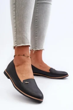 Mokasyny Na Płaskim Obcasie Damskie Czarne Enzla