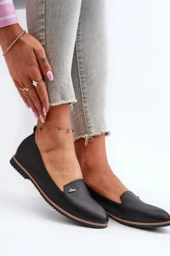 Mokasyny Na Płaskim Obcasie Damskie Czarne Enzla