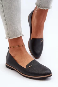 Mokasyny Na Płaskim Obcasie Damskie Czarne Enzla