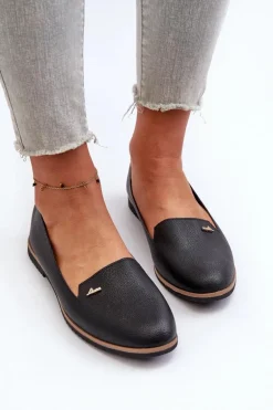 Mokasyny Na Płaskim Obcasie Damskie Czarne Enzla