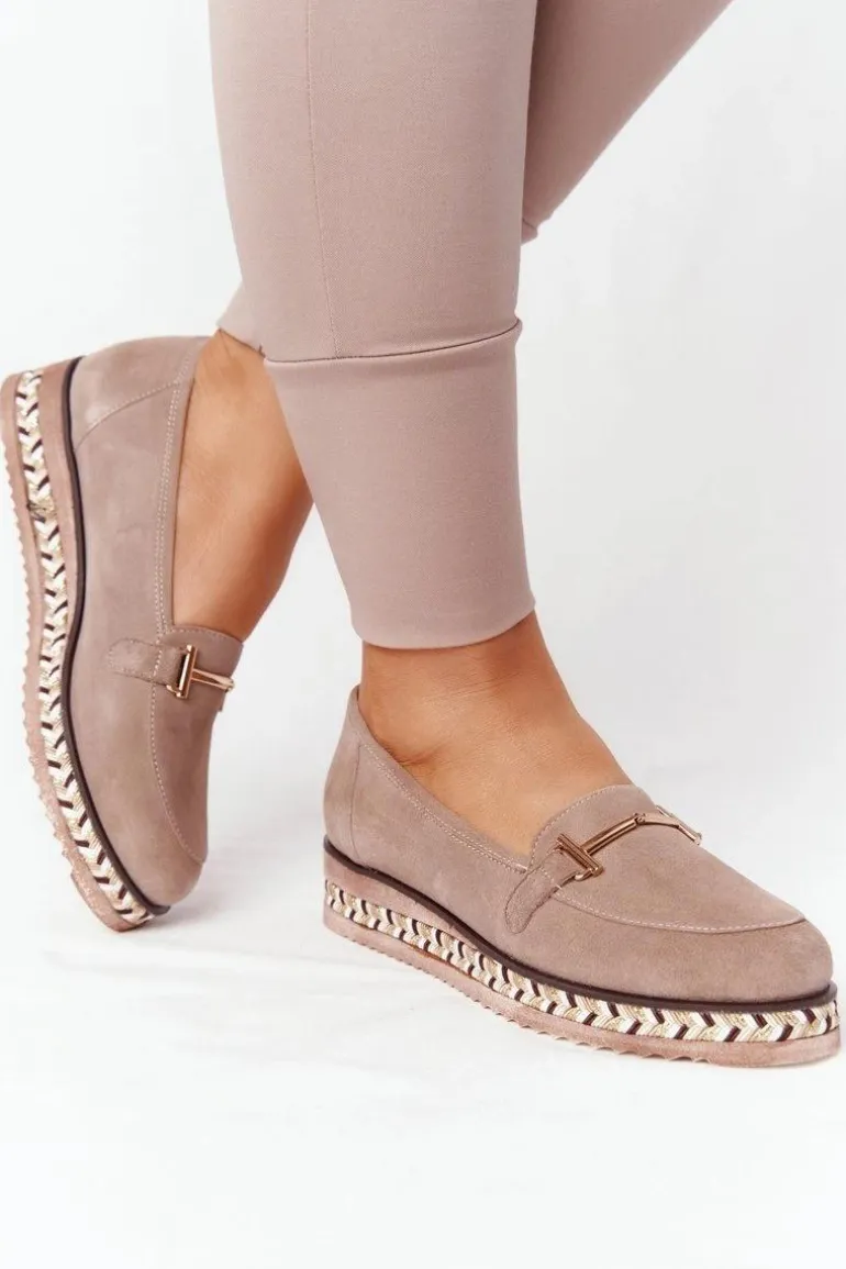 Mokasyny Na Platformie Laura Messi 2284 Jasny Brąz