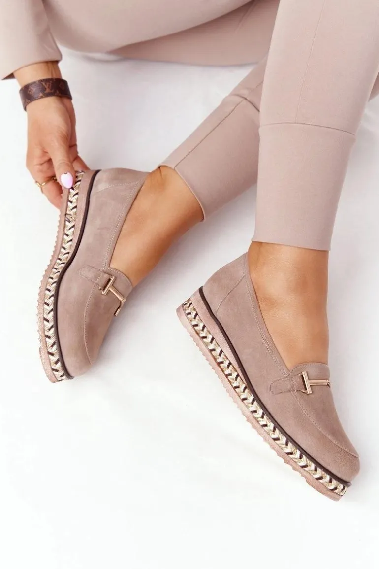 Mokasyny Na Platformie Laura Messi 2284 Jasny Brąz